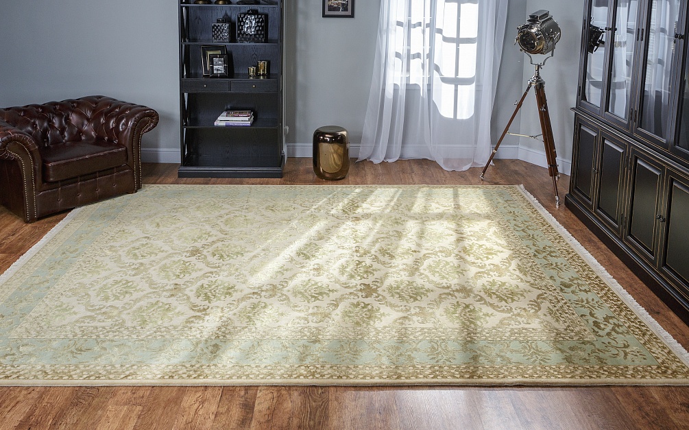 Индийский ковер из шерсти и арт-шёлка «KING OF AGRA» NO68-CRE-LGRN 5