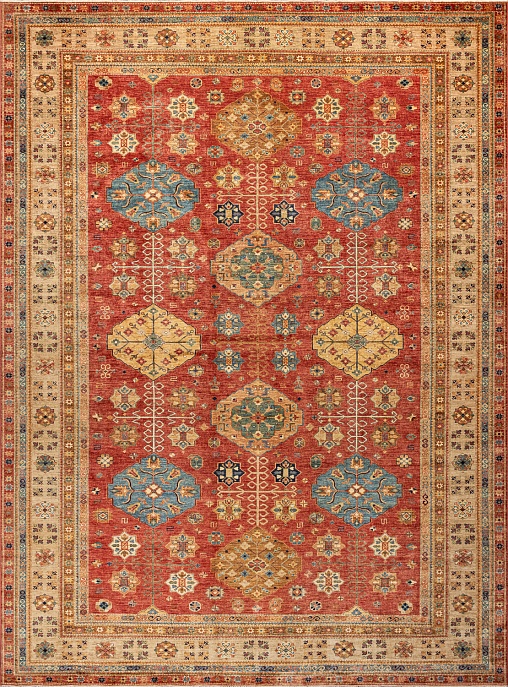 Пакистанский ковер из шерсти «KAZAK ROYAL» 227574-RED-BGE 1