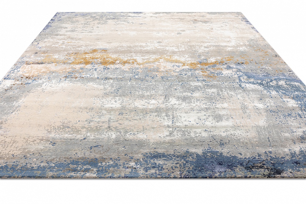 Индийский ковер из бамбукового шёлка, шерсти и хлопка «CHAOS THEORY» ESK351-AWHITE-FDENIM 2