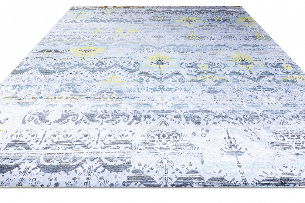 Индийский ковер из бамбукового шёлка «SILK IKAT» P26-BLU-MIX 2