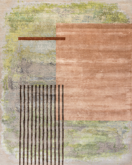 Индийский ковер из бамбукового шёлка, шерсти и хлопка «CHAOS THEORY» ESK369-CGREY-LTWIST