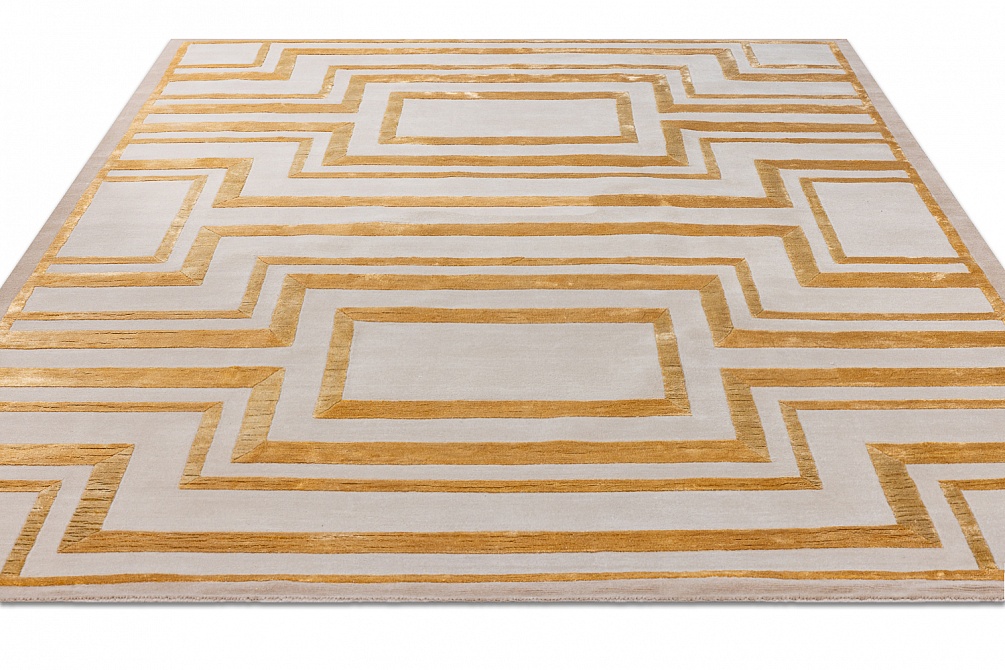 Индийский ковер из шерсти, арт-шёлка и хлопка «RUSSEL SQUARE» BELT-GLD