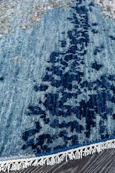 Индийский ковёр из шерсти и арт-шёлка «CHAOS THEORY KA» 1085-BGE-BLUE(ROUND)