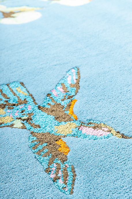 Индийский ковёр из шерсти и арт-шёлка «WEDGWOOD» Hummingbird Blue 37808