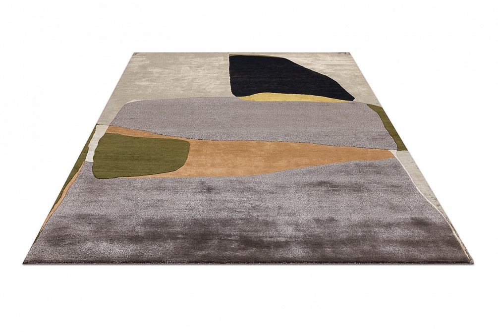 Индийский ковер из шерсти, шёлка и эвкалиптового шёлка «TECTONIC» D1-C4