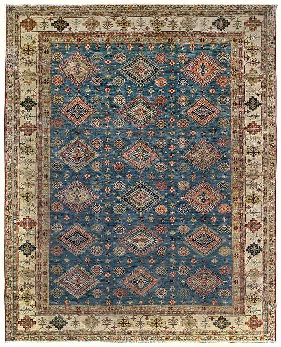 Пакистанский ковер из шерсти «KAZAK ROYAL» 18-125 725-BLU-IVR