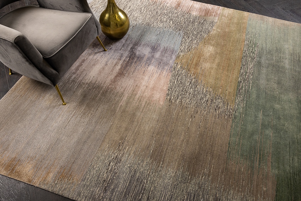 Индийский ковер из бамбукового шёлка, шерсти и хлопка «CHAOS THEORY» ESKM07-NTAUPE-FDENIM 13