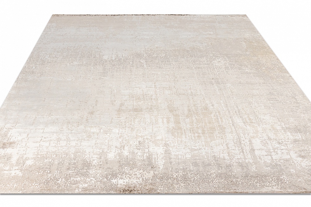 Индийский ковер из бамбукового шёлка и шерсти «CHAOS THEORY» ESK9014-CLASSIC-GREY-WHITE-SAND