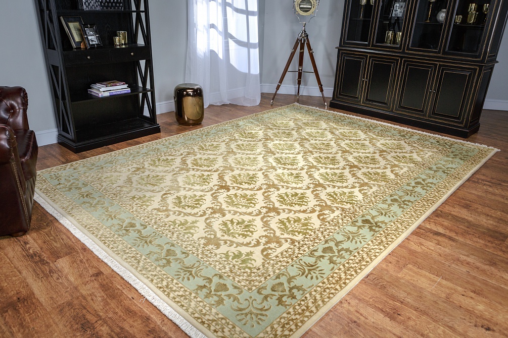 Индийский ковер из шерсти и арт-шёлка «KING OF AGRA» NO68-CRE-LGRN 6