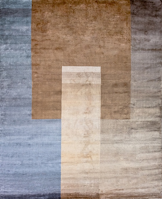 Индийский ковер из арт-шёлка «BAUHAUS» DESIGN №04-2-BEIGE-BLUE