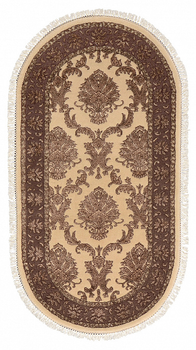 Индийский ковер из шерсти и арт-шёлка «KING OF AGRA» RO131-CRE-BRN(COF-2)(Oval)
