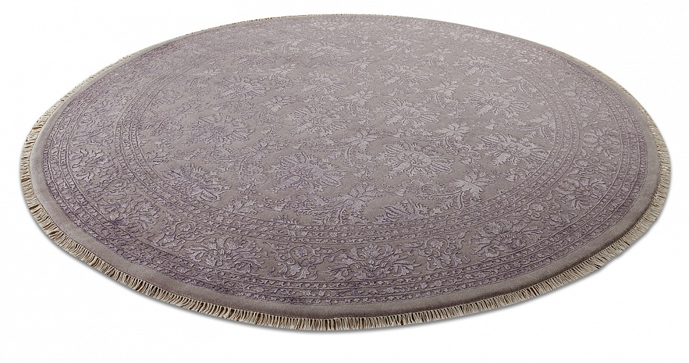 Индийский ковер из шерсти и арт-шёлка «KING OF AGRA» NO55-GRY-GRY 3-1(Round)