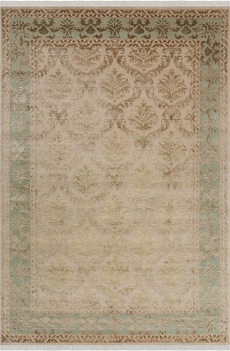 Индийский ковер из шерсти и арт-шёлка «KING OF AGRA» NO68-CRE-LGRN 1