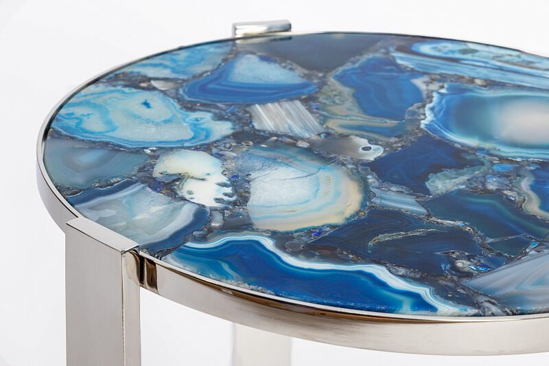 Кофейный столик Blue Agate silver L