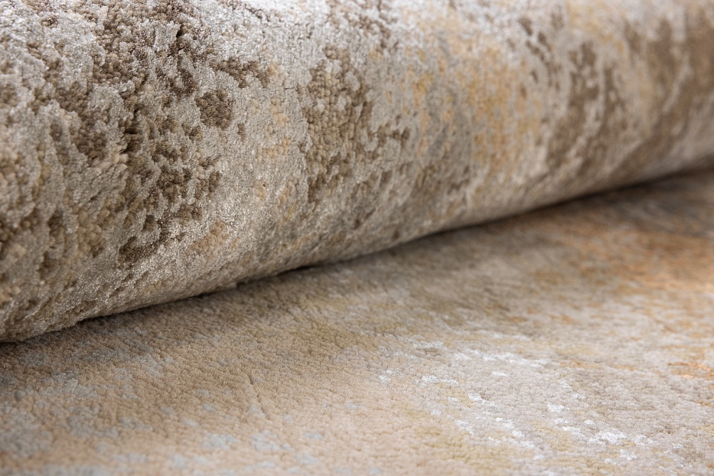 Индийский ковер из шерсти и арт-шёлка «CHAOS THEORY» ESK369-M.GREY-L.PEACH