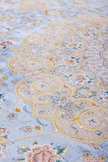 Иранский ковёр из шёлка, модала и акрила «MASTERPIECE QUM» 034-22-Shahan-1526-BLUE