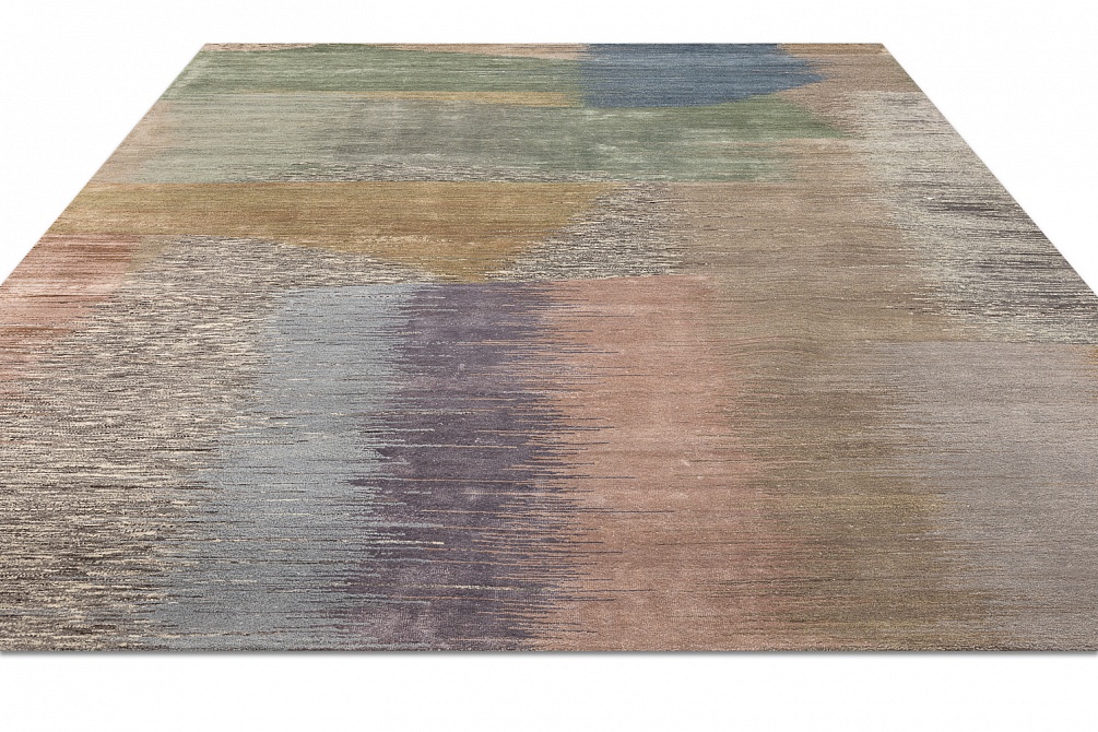 Индийский ковер из бамбукового шёлка, шерсти и хлопка «CHAOS THEORY» ESKM07-NTAUPE-FDENIM 3