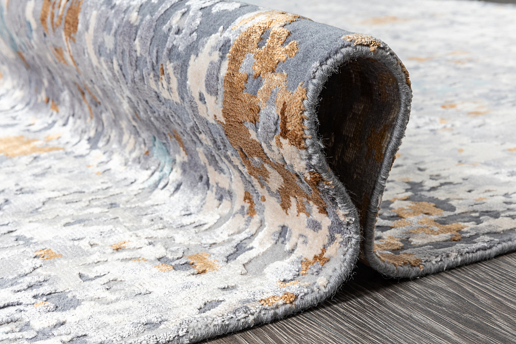 Индийский ковёр из шерсти и арт-шёлка «CHROME GOLD» ABSTRACT-2-MULTI