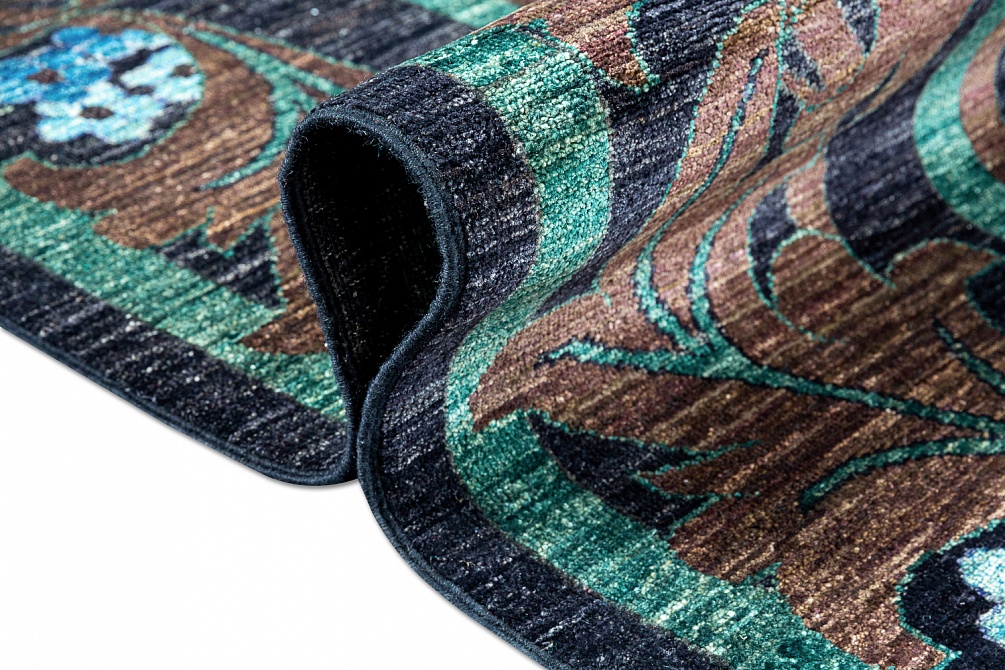 Пакистанский ковер из шерсти «MORRIS A/B 10/10» 710-BLK-PRP