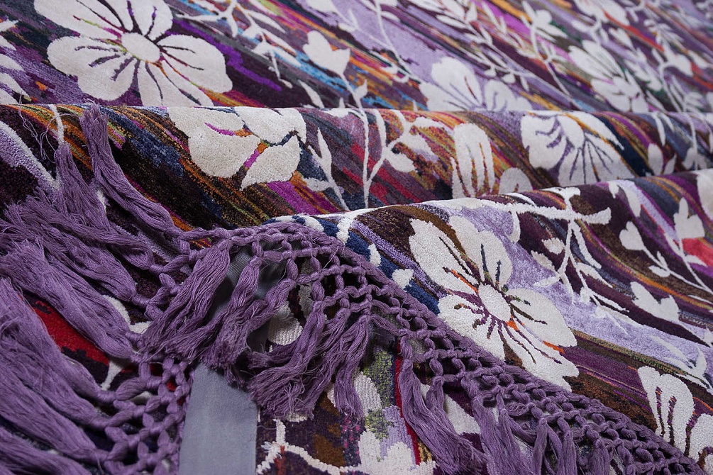 Непальский ковер из шерсти и шёлка «RUG STAR» BAISHAK WHITE SNOW-DEEP PURPLE BG