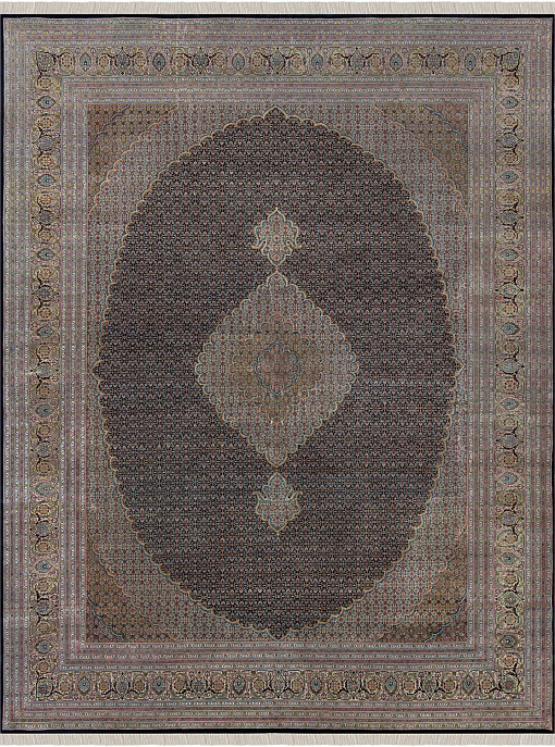 Индийский ковер из шерсти и шёлка «TABRIZ MAHI AZIZ» MAHI-BLK