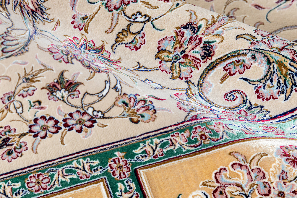 Иранский ковёр из шёлка и акрила «MASTERPIECE QUM» 030-21-GRAND ISFAHAN-KHAKI