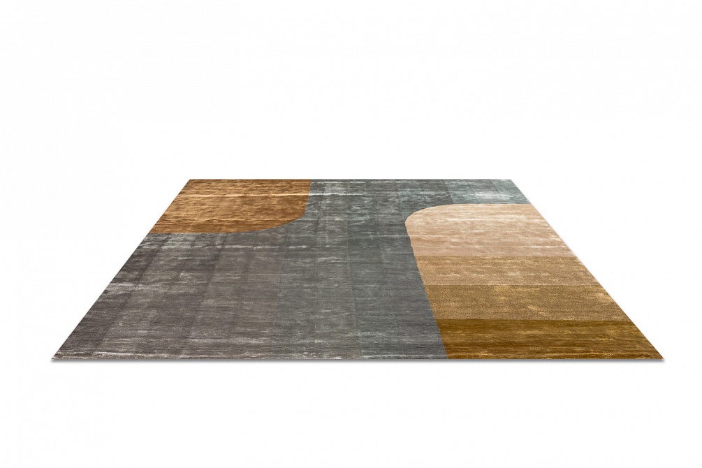 Индийский ковер из арт-шёлка «BAUHAUS» DESIGN №03-2-GREY-GOLD