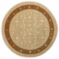Индийский ковер из шерсти и арт-шёлка «KING OF AGRA» RO8-CRE-GLD(Round) 1