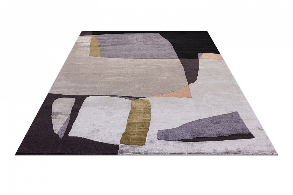 Индийский ковер из шерсти, шёлка и эвкалиптового шёлка «TECTONIC» D2-C5