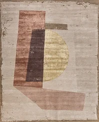 Индийский ковер из бамбукового шёлка, шерсти и хлопка «CHAOS THEORY» ESK330-FLAX-CTAN 1