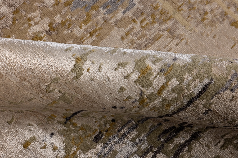 Индийский ковер из арт-шёлка и шерсти «SAN FRANCISCO» GOLD-LINES-2-GREY