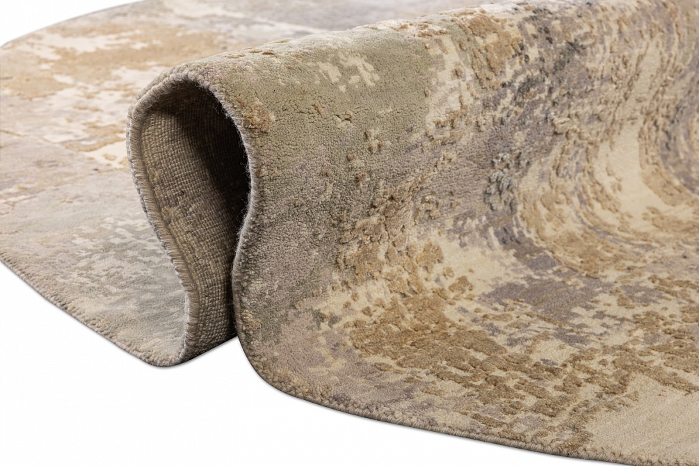 Индийский ковер из шерсти и шёлка «HOLLYWOOD ART» CE9399A-GREY(Round)