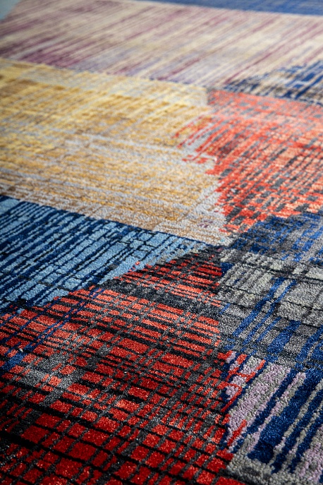 Индийский ковер из бамбукового шёлка и шерсти «UNSTRING» SRB730-CGRAY-FDENIM