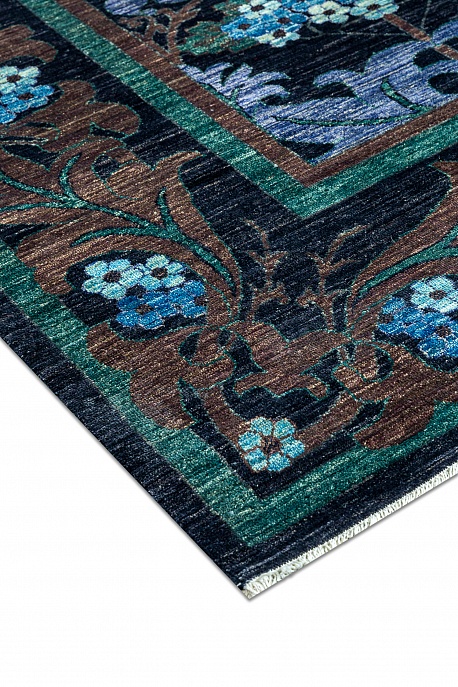 Пакистанский ковер из шерсти «MORRIS A/B 10/10» 710-BLK-PRP