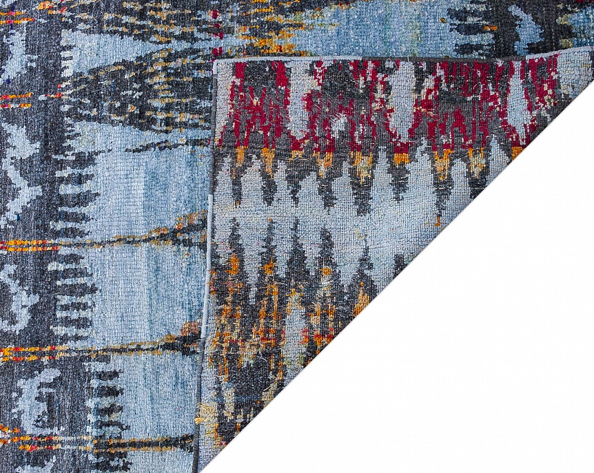 Индийский ковер из бамбукового шёлка «SILK IKAT» P37-GRY-MIX