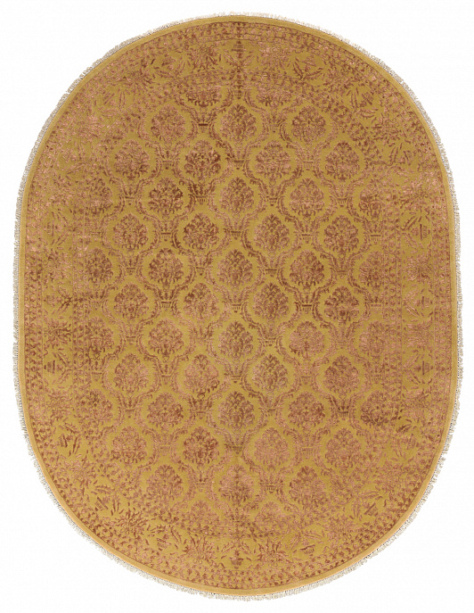 Индийский ковер из шерсти и арт-шёлка «AGRA R» NO65-GLD-GLD(Oval)
