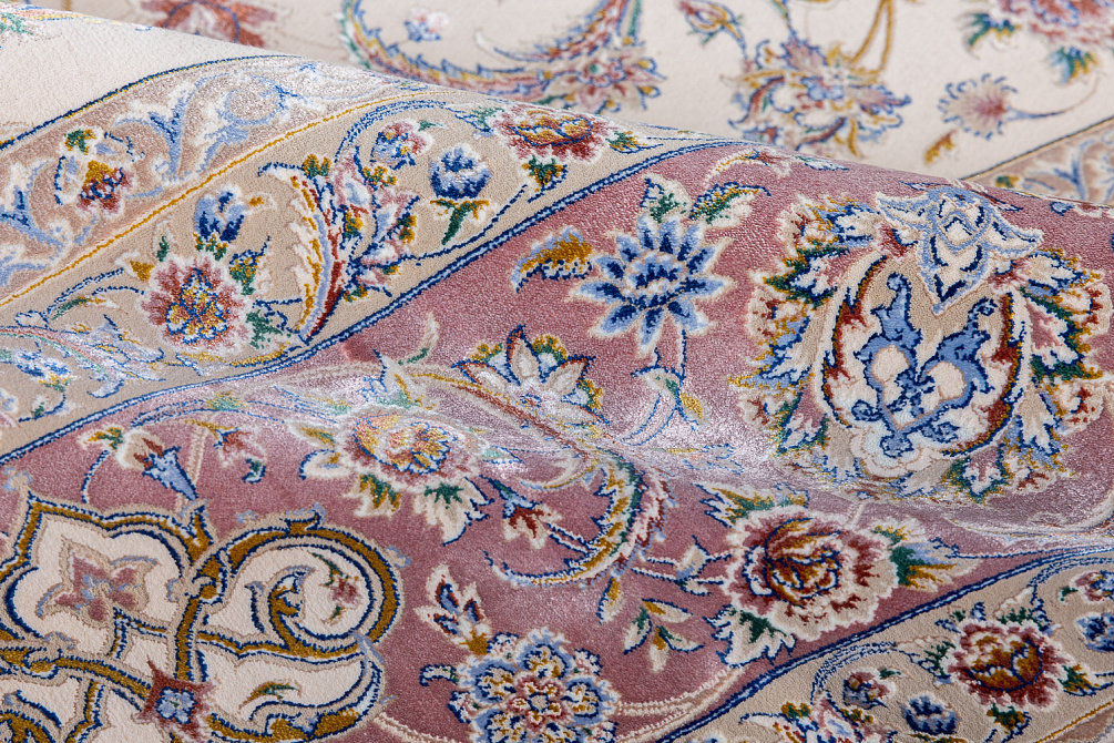 Иранский ковёр из шёлка, модала и акрила «MASTERPIECE QUM» 001-22-TABRIZ RED-BEIGE