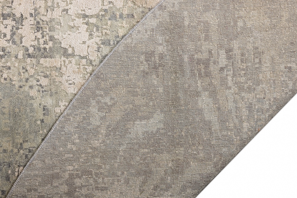 Индийский ковер из шёлка и шерсти «HOLLYWOOD ART» JS38-IVORY-SILVER(Round)