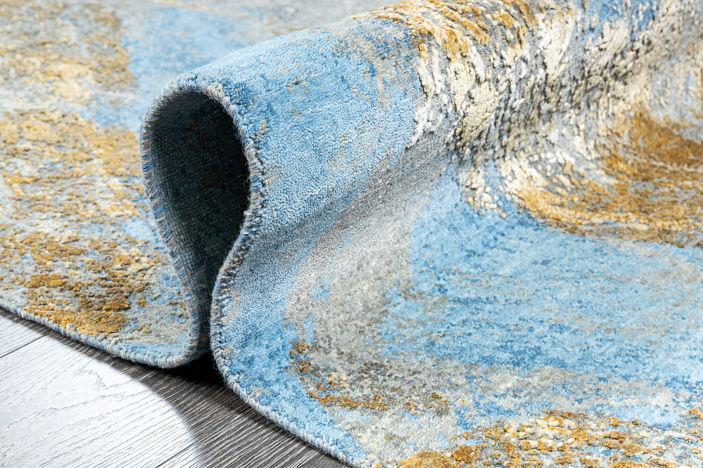 Индийский ковёр из шерсти и шёлка «WEST HOLLYWOOD» PJ2555-BLUE-GOLD