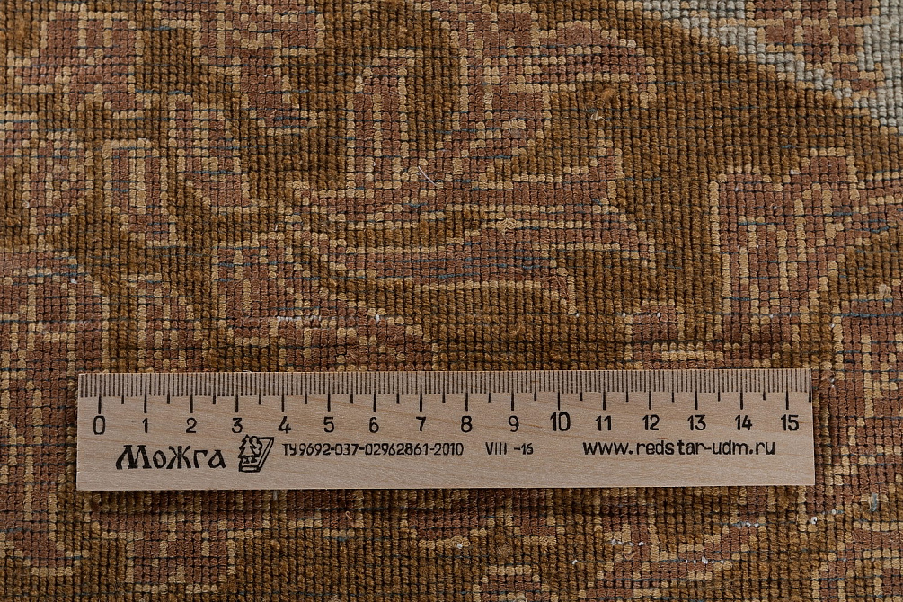 Индийский ковер из шерсти и арт-шёлка «AGRA R» NO54-CRE-GLD(Oval)