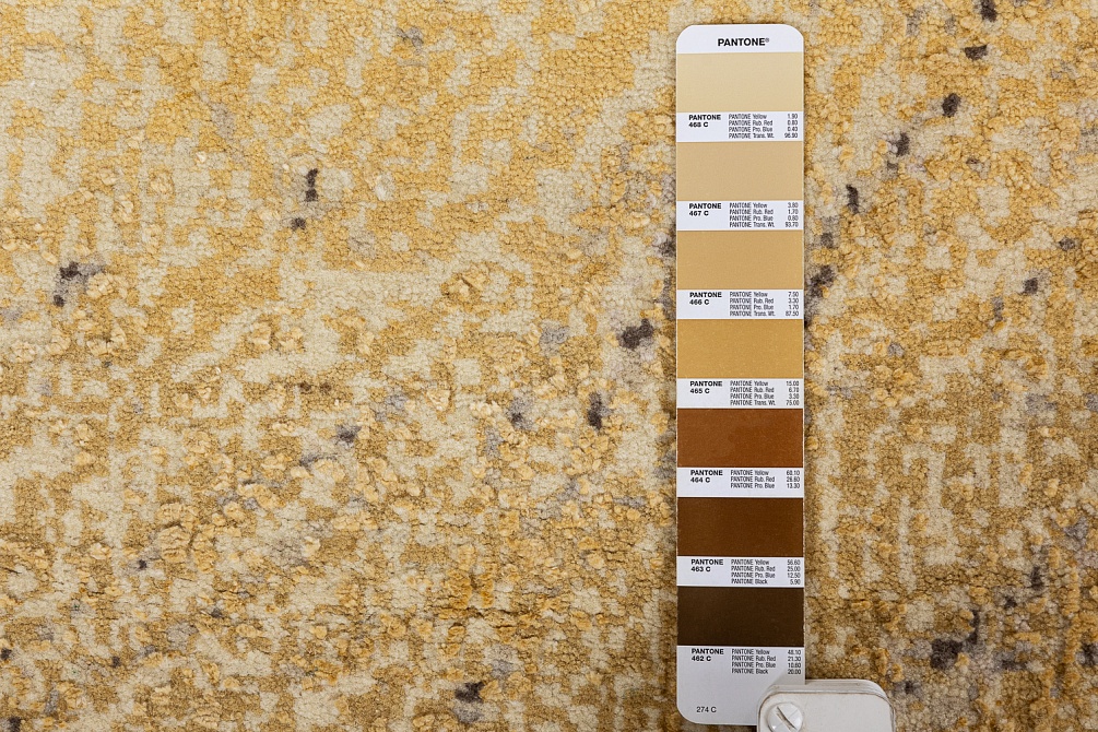 Индийский ковер из шерсти, шёлка и хлопка «HOLLYWOOD ART» CE9296A-CHARCOAL-YELLOW