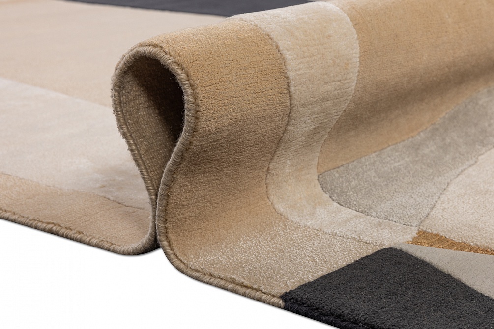 Индийский ковер из шерсти, шёлка и эвкалиптового шёлка «TECTONIC» D4-C2