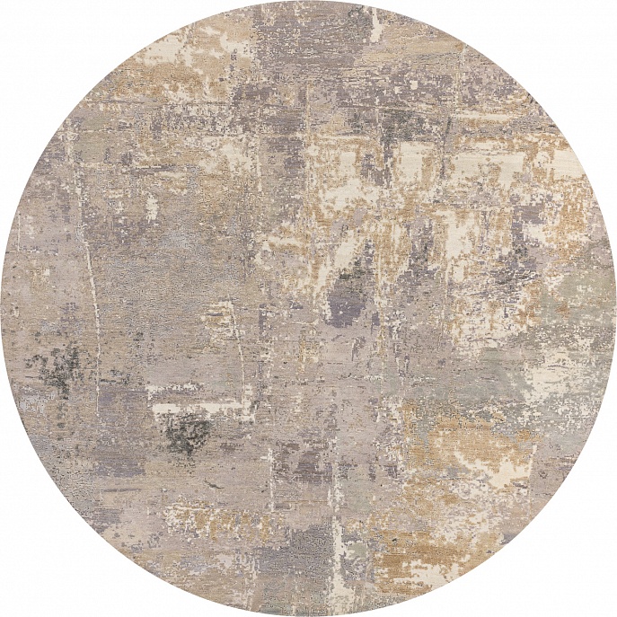 Индийский ковер из шерсти и шёлка «HOLLYWOOD ART» CE9399A-GREY(Round)