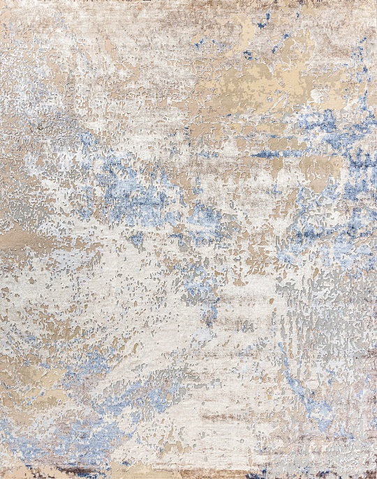 Индийский ковер из арт-шёлка, шерсти и хлопка «CHROME GOLD» PAINT-ABSTRACT-COLOR-2