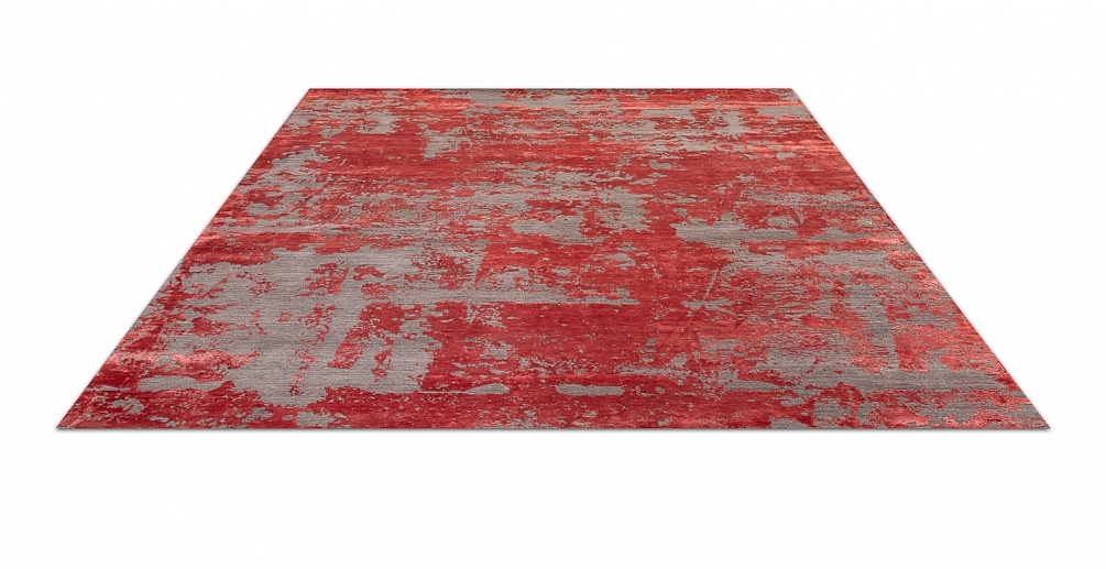 Индийский ковер из шерсти и арт-шёлка «CHAOS THEORY» ESK431-D.GREY-R.LACQUER