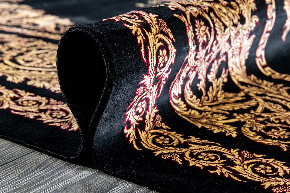 Иранский ковёр из шёлка и модала «MASTERPIECE QUM» 007-21-VERSACHE-BLACK