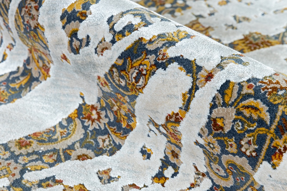 Турецкий ковер из бамбукового шёлка и акрила «BOSS» TE26A-KOYU-MAVI