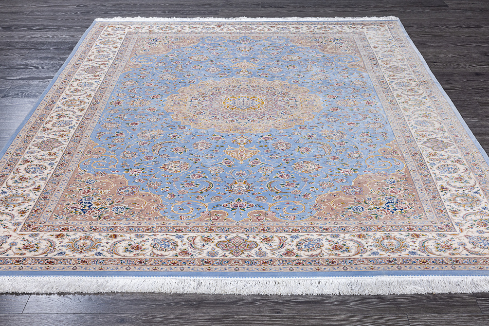 Иранский ковёр из шёлка, модала и акрила «MASTERPIECE QUM» 034-22-Shahan-1526-BLUE