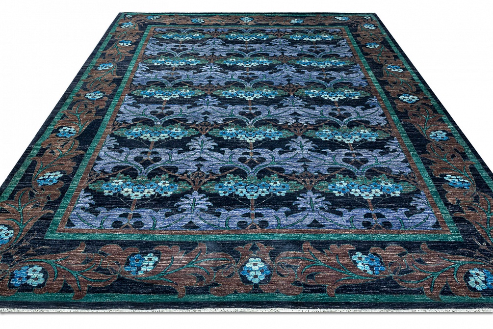 Пакистанский ковер из шерсти «MORRIS A/B 10/10» 710-BLK-PRP