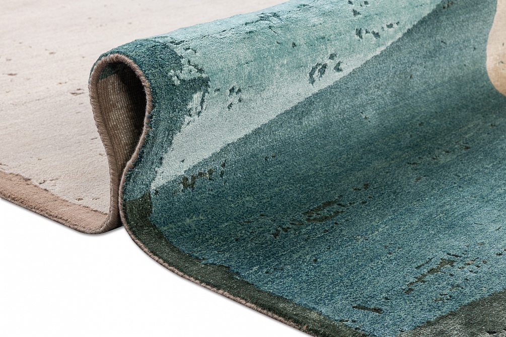 Индийский ковер из бамбукового шёлка, шерсти и хлопка «CHAOS THEORY» ESK375-AWHITE-CAQUA 11